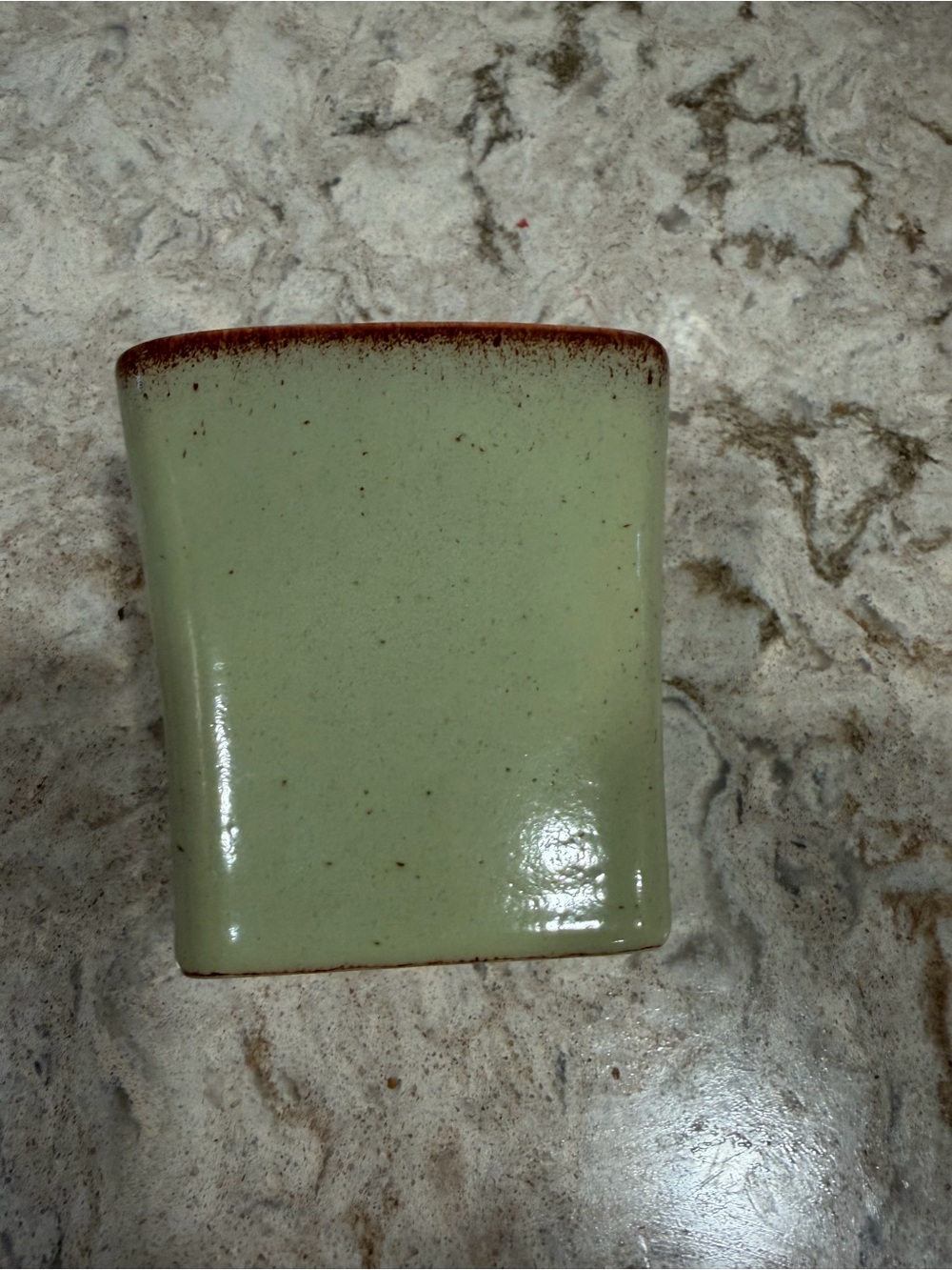 Vintage Vermont Studio Pottery Pale Green Vase mold# 20 signed S Ballard